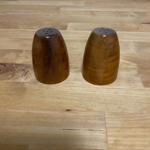 Mid Century Polished Wood Salt and Pepper Shakers